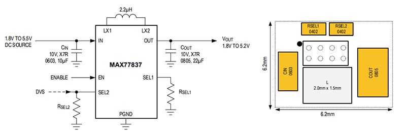 Applikations-Schaltungsdiagramm - Analog Devices / Maxim Integrated MAX77837 Schaltstrom-Abwärts-/Aufwärtswandler